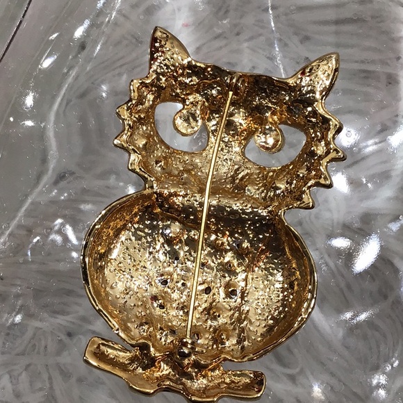 Vintage 80’s large rhinestone owl pin brooch - Picture 4 of 7